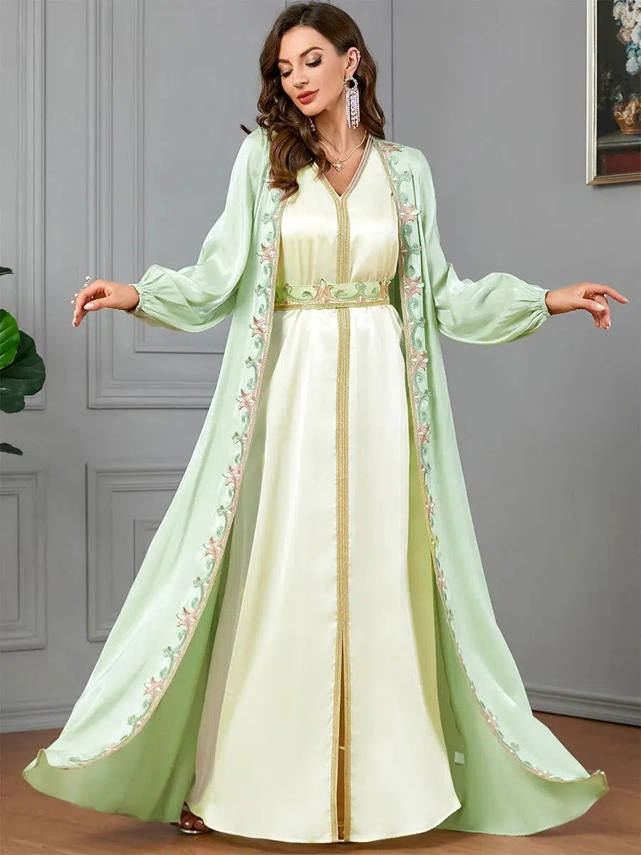 Grünes marokkanisches Kaftan Kleid