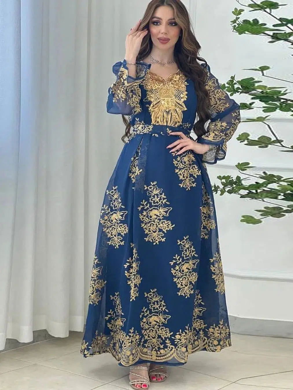 Kaftan-Kleid Dunkelblau