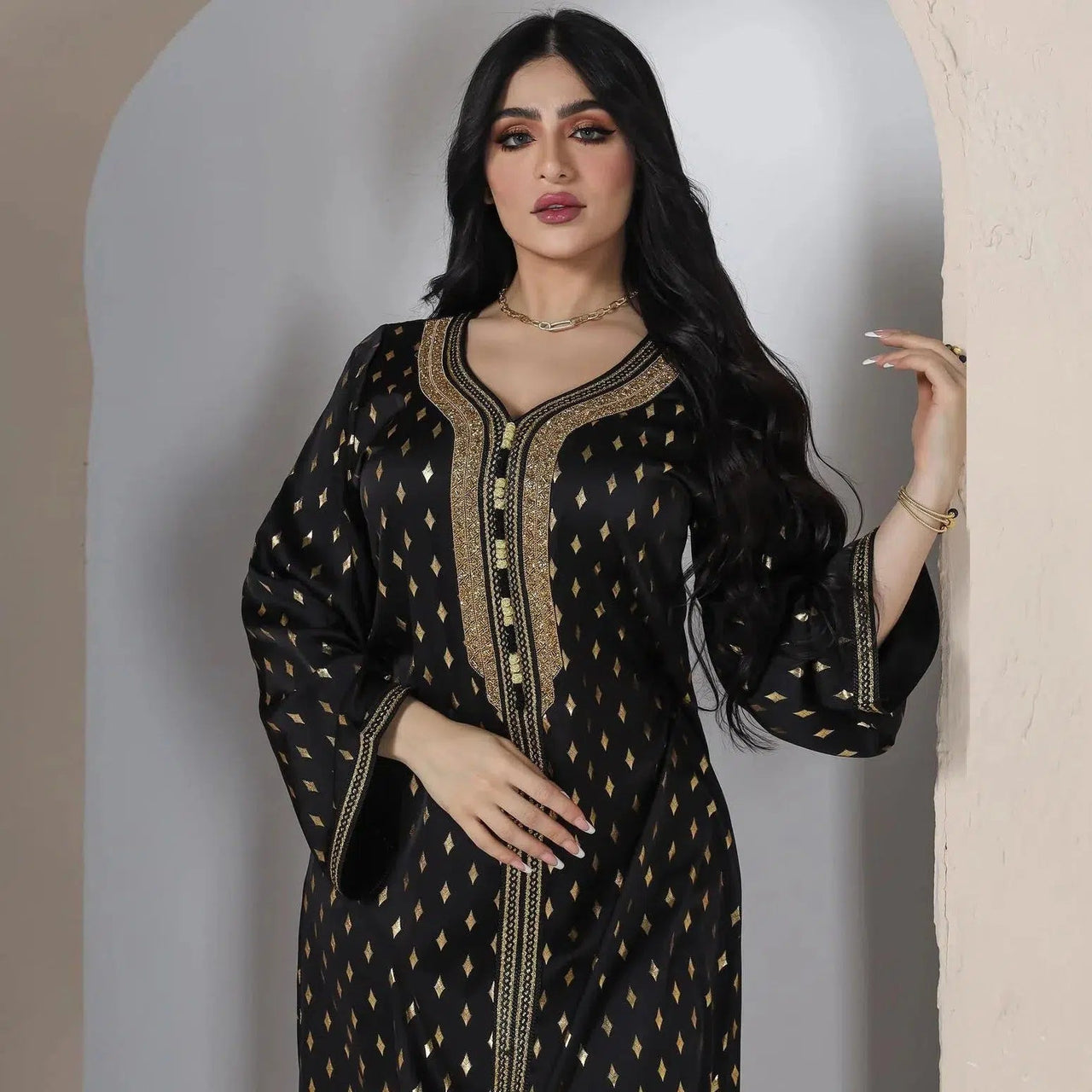 Kaftan Schwarz Gold