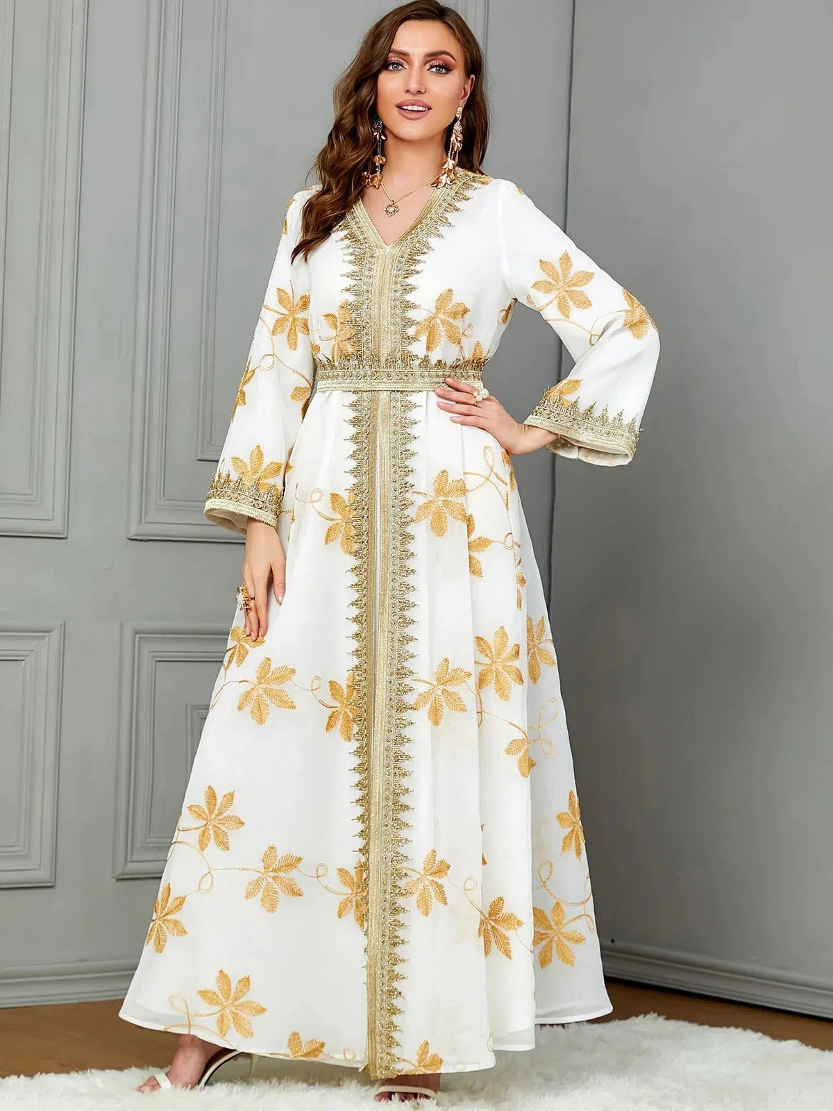 Kaftan Weiß Gold