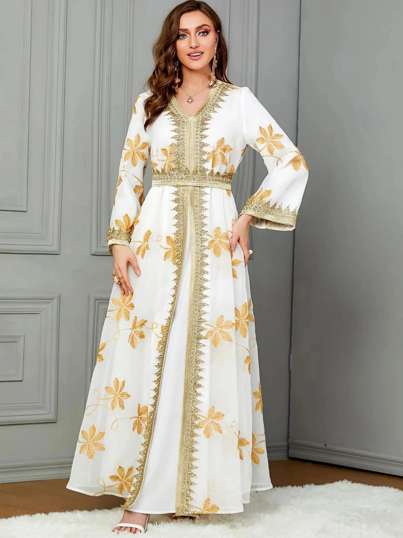 Kaftan Weiß und Gold