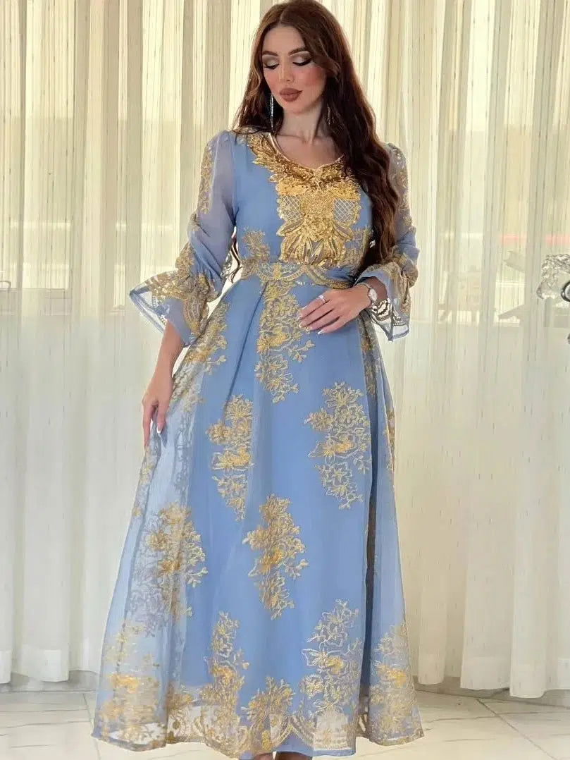 Kleid Kaftan Braut Blau