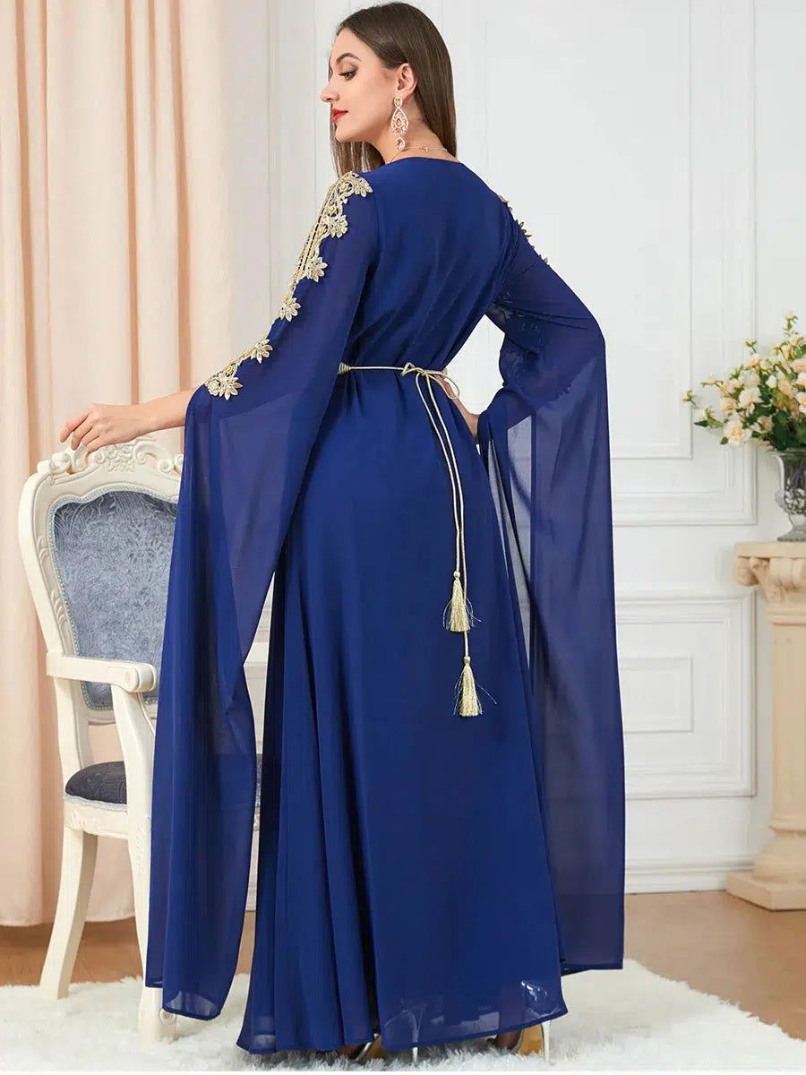 Marokkanischer Kaftan Blau und Gold